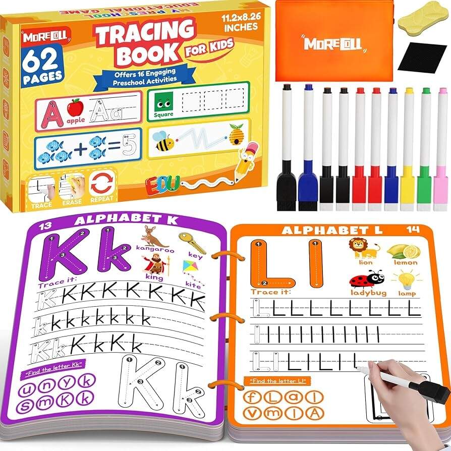 Amazon Preschool Learning Activities Educational Workbook 62 Reusable Pages Pre Kindergarten Workbooks Number Letter Tracing Books For Kids Autism Learning Materials ABC Busy Book For Kids Ages 3 7 Toys Games