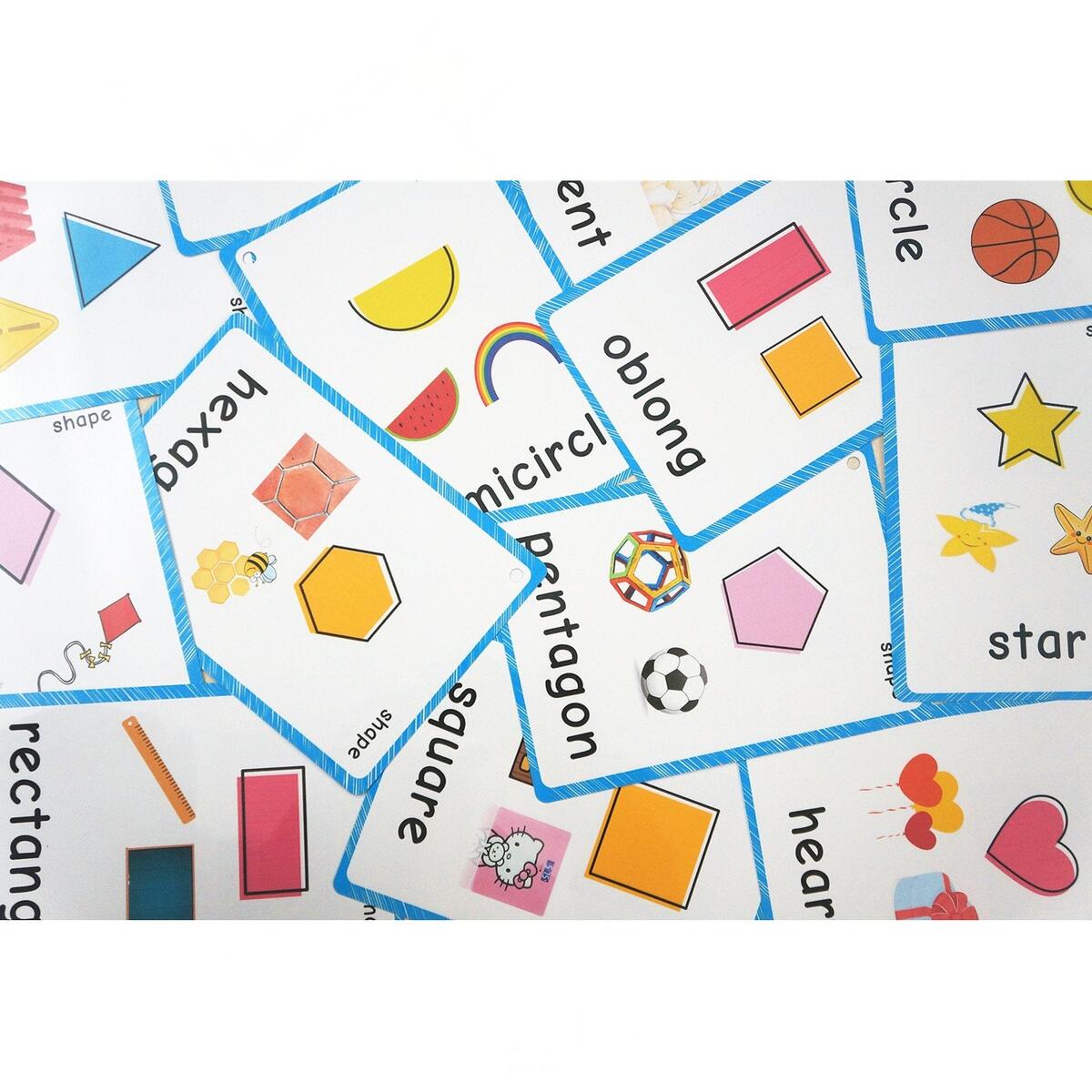 Amazon SANTSUN 12 Pieces Shape Flash Cards Primary Shape English Cards Kindergarten Classroom Decoration Background Wall Stickers Teach Flash Card Daycare Decorations Learning Cards For Ages Pre K K Everything