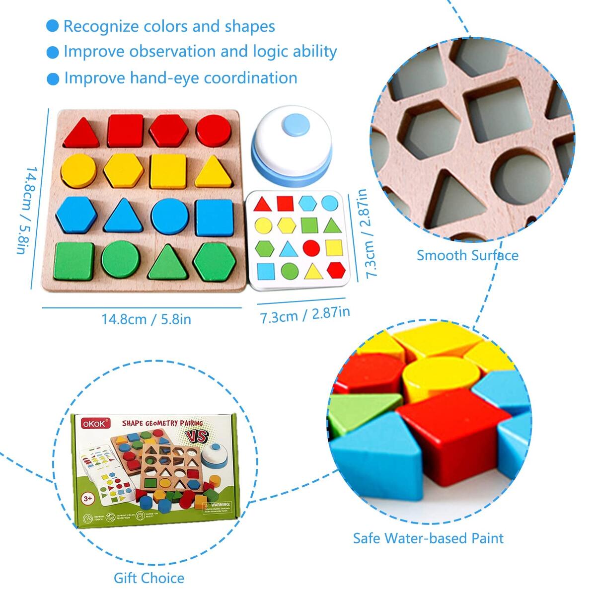 Amazon Shape Matching Game Color Sensory Educational Toy Geometric Shape Quick Matching Board Game Montessori Learning Toys For Toddlers Kids Boys Girls For 1 Player Toys Games