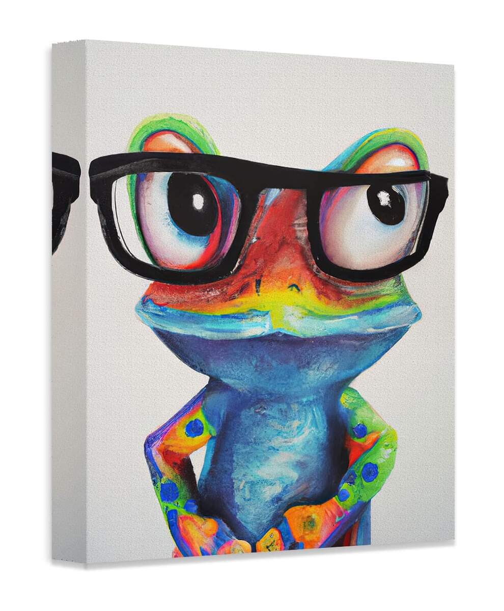 Amazon Smirky Funny Animals Happy Unique Colorful Cartoon Frog With Glasses Paintings Artwork Posters Pictures Wall Art Painting Decor For Teen Boy Room Bedroom Bathroom 16 X 20 Posters Prints