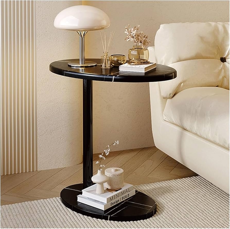 Amazon UINGBPXT Small End Table C Shaped End Table Narrow Oval Sofa Side Table Small Spaces Coffee Table For Bedroom Home Office Accent Table Height 55cm Stable Structure Black Home Kitchen