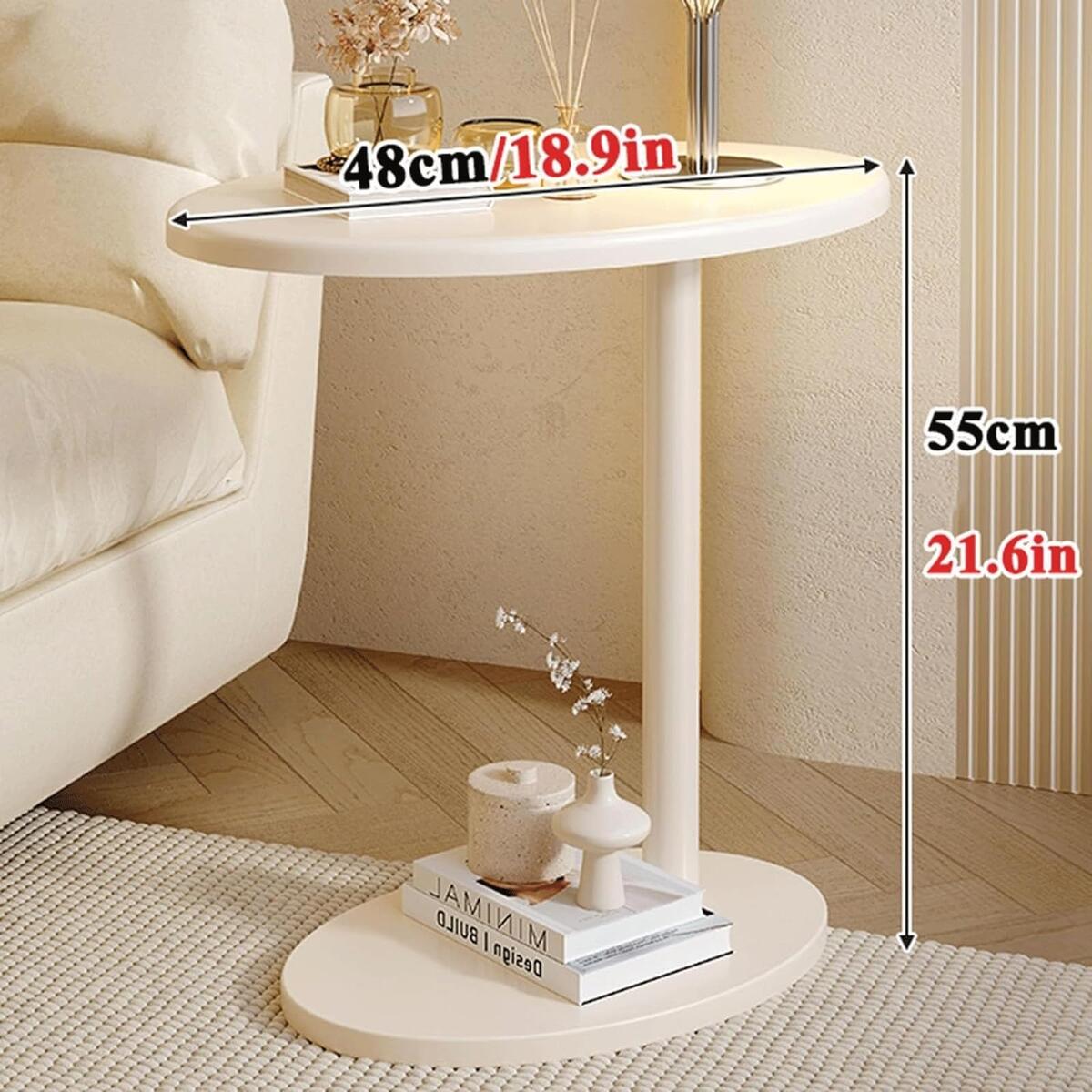 Amazon UINGBPXT Small End Table C Shaped End Table Narrow Oval Sofa Side Table Small Spaces Coffee Table For Bedroom Home Office Accent Table Height 55cm Stable Structure White Home Kitchen