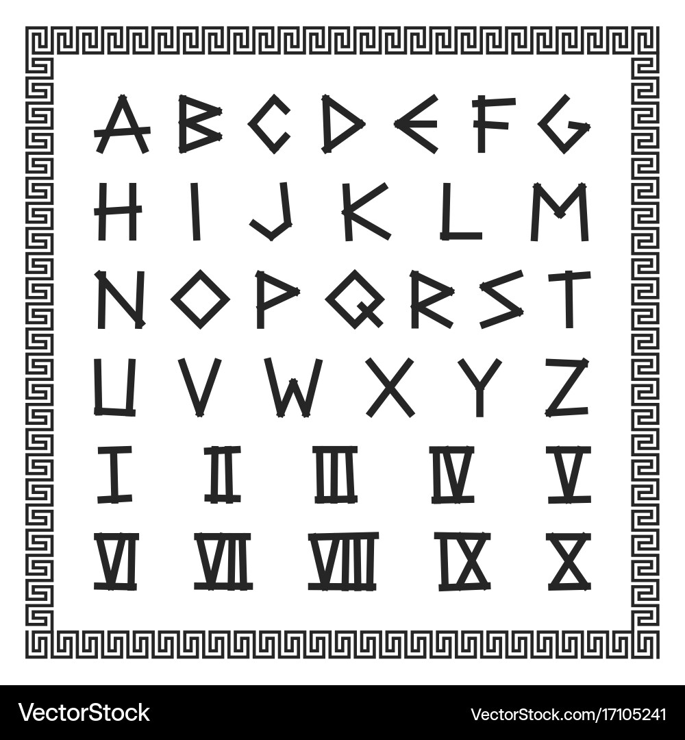 Ancient Greek Alphabet Lettering Royalty Free Vector VectorStock