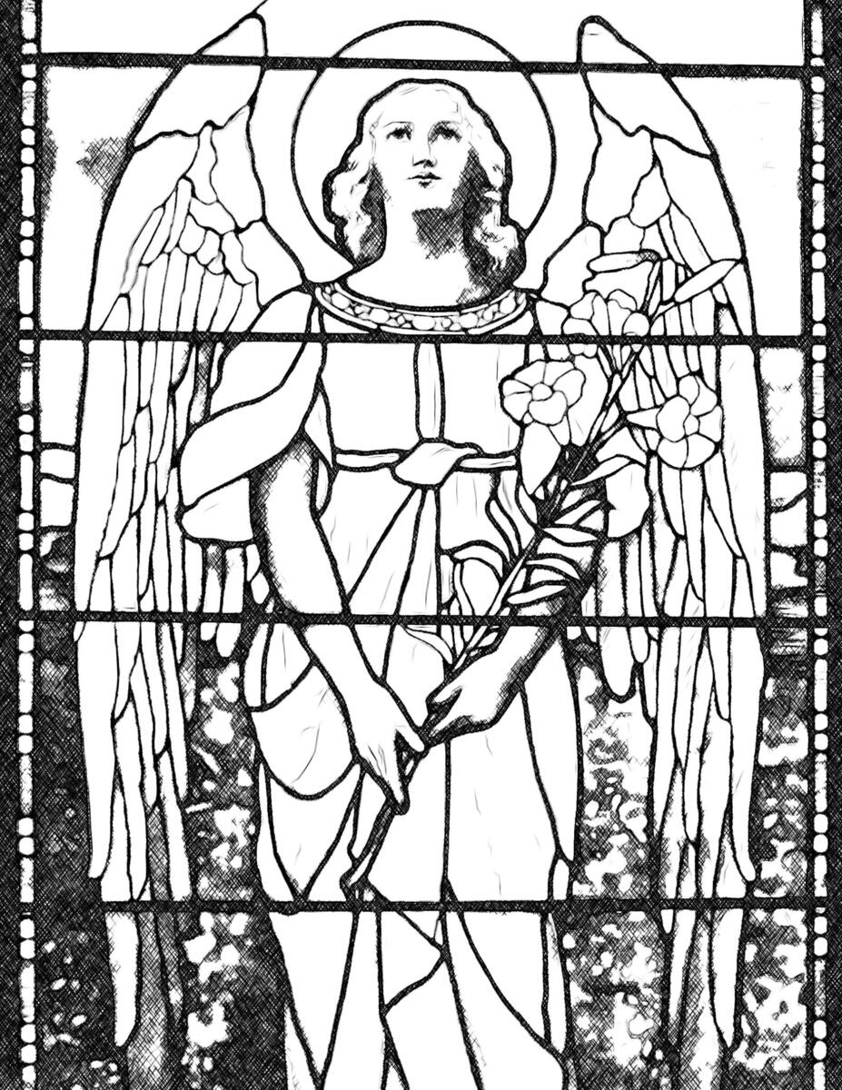 Angel With Flowers Catholic Coloring Page