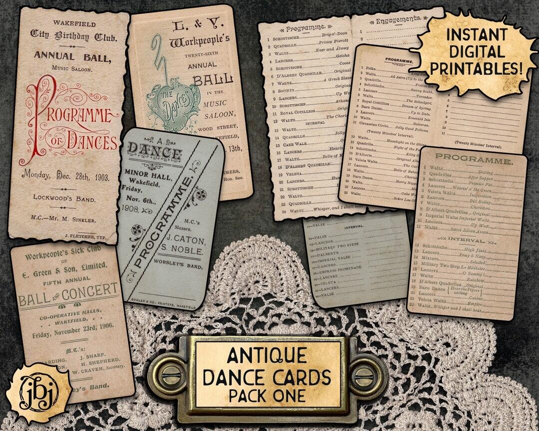 Antique Dance Cards Pack 1 Digital Download Printables 4 Different Cards Vintage Ephemera Etsy