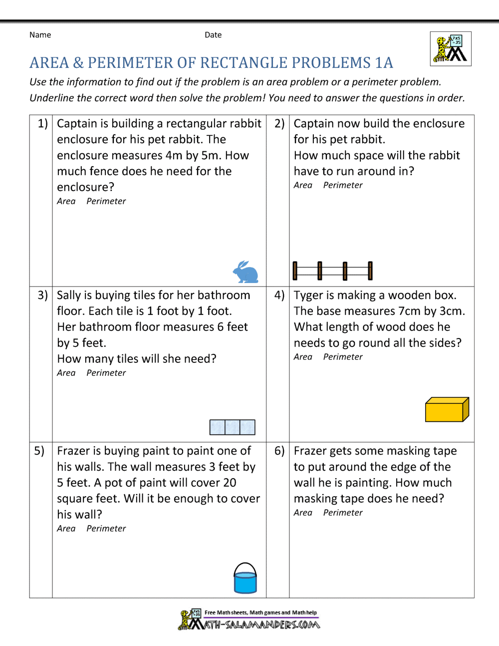 Area And Perimeter Of Rectangle