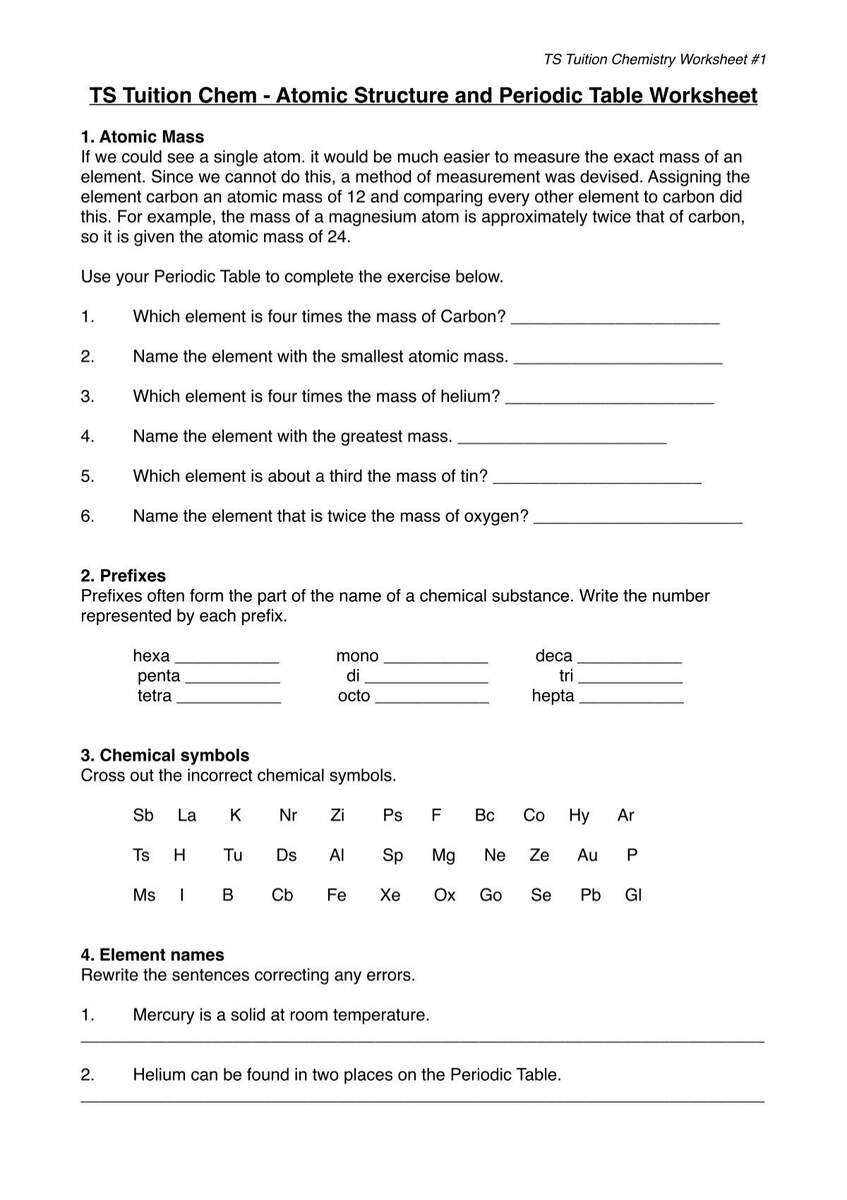Atomic Structure And Periodic Table pdf TS Tuition