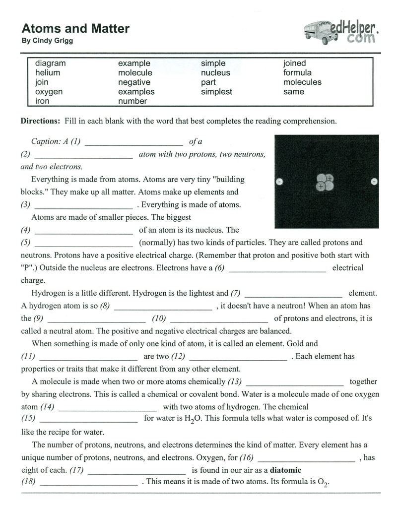Atoms And Matter Worksheet Elements Molecules Atoms And Matter Worksheet Elements Molecules