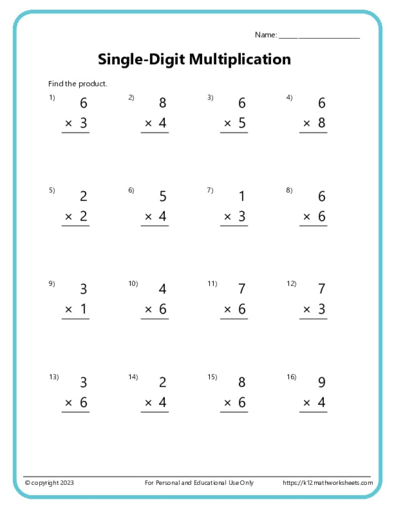 12 Multiplication Printable Practice Worksheets Learn Multiplication Math Worksheets Practice 1st 4th Grade Math Multiplying Table Etsy