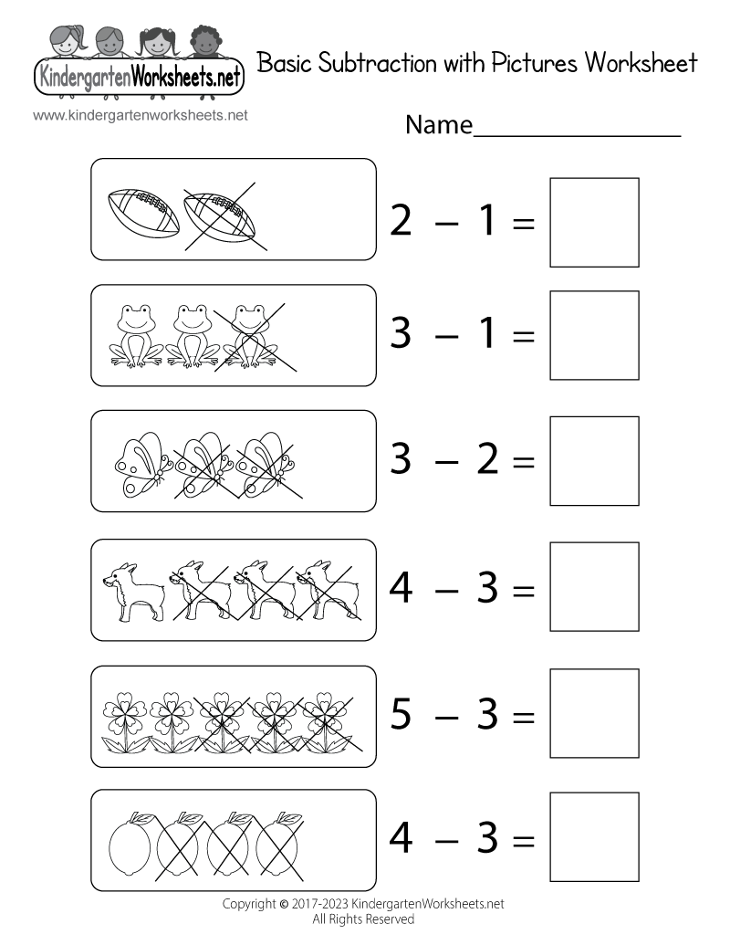 Subtraction Worksheets For Kindergarten