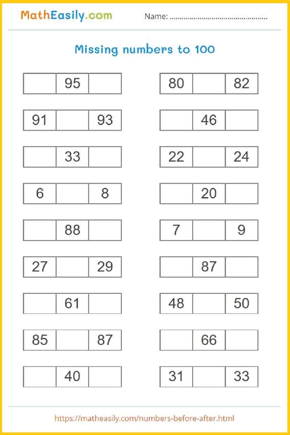 Before And After Numbers Game ONLINE Worksheets Before And After Numbers Game ONLINE Worksheets