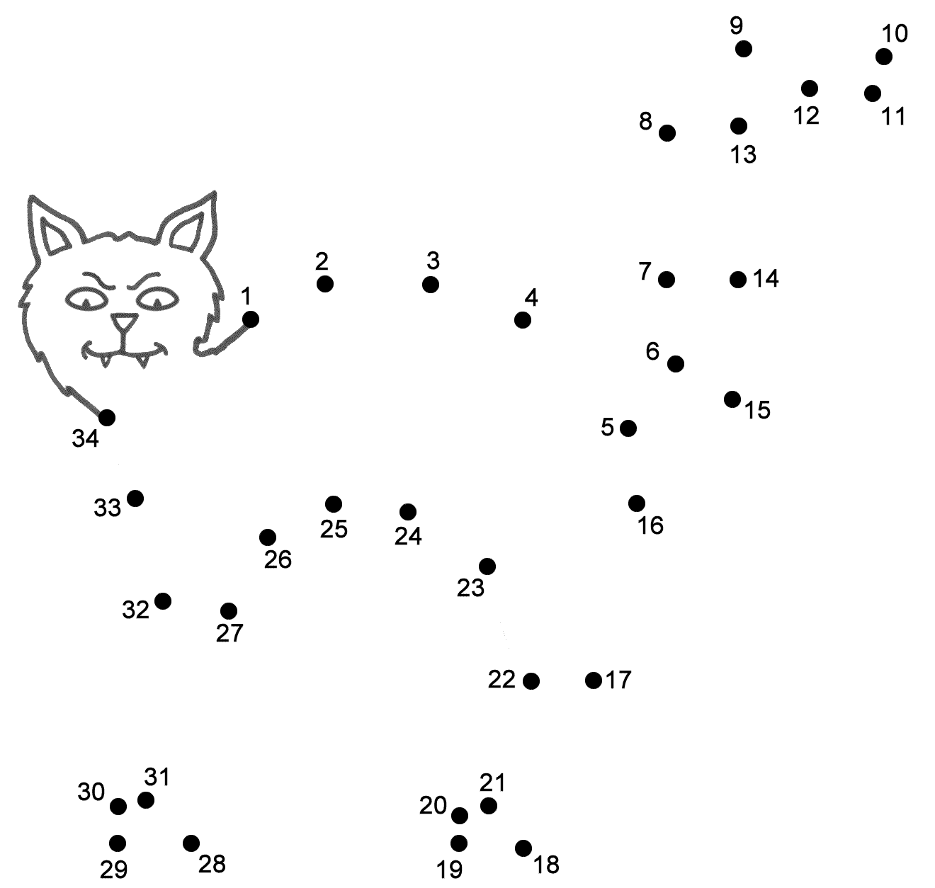 Free Printable Cat Connect The Dots Activity