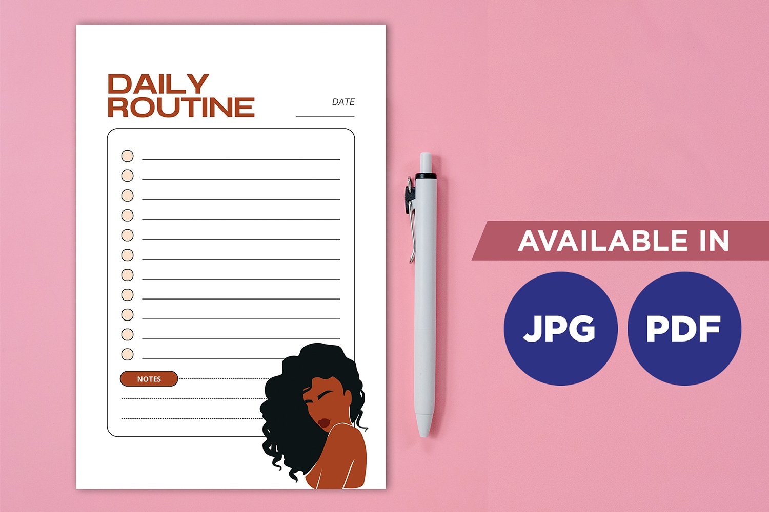 Black Woman Planner Printable Planifier Digital Sheet