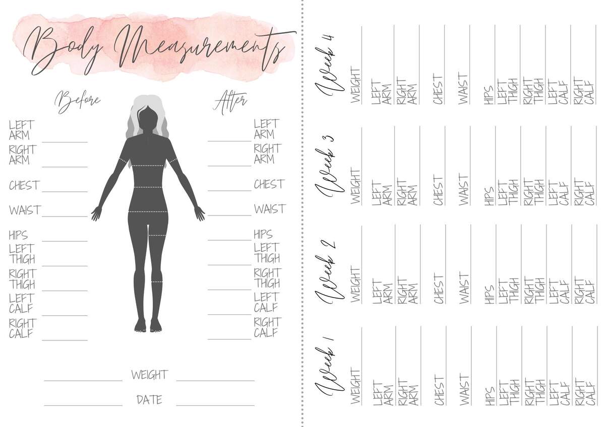 Body Measurement Fitness Planner For Weight Loss Template Tracker Printable For Wellness Bullet Journal World Weight Watchers Etsy
