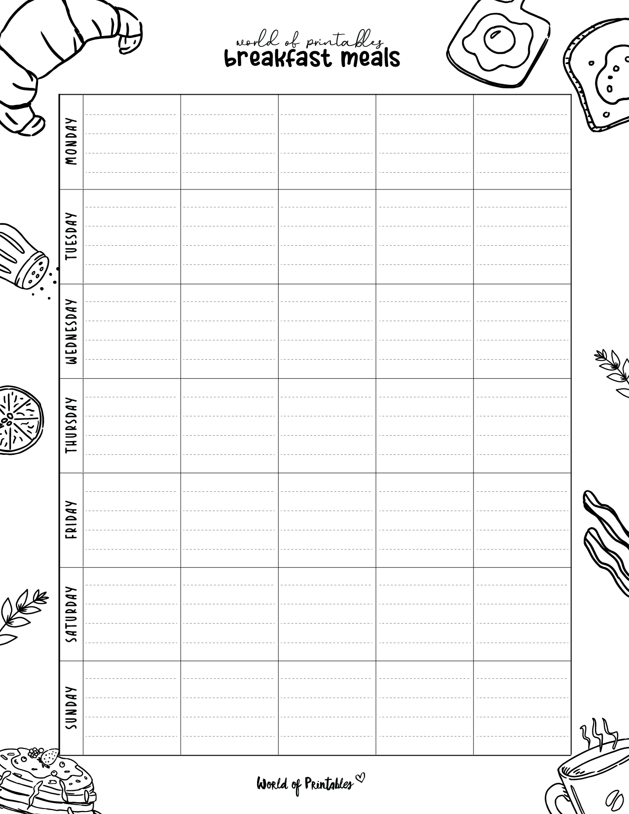 Breakfast Meal Planners World Of Printables