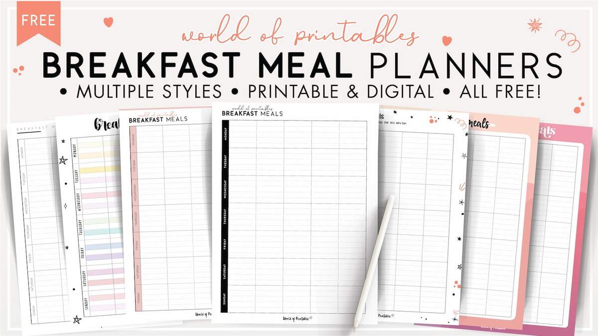 Breakfast Meal Planners World Of Printables
