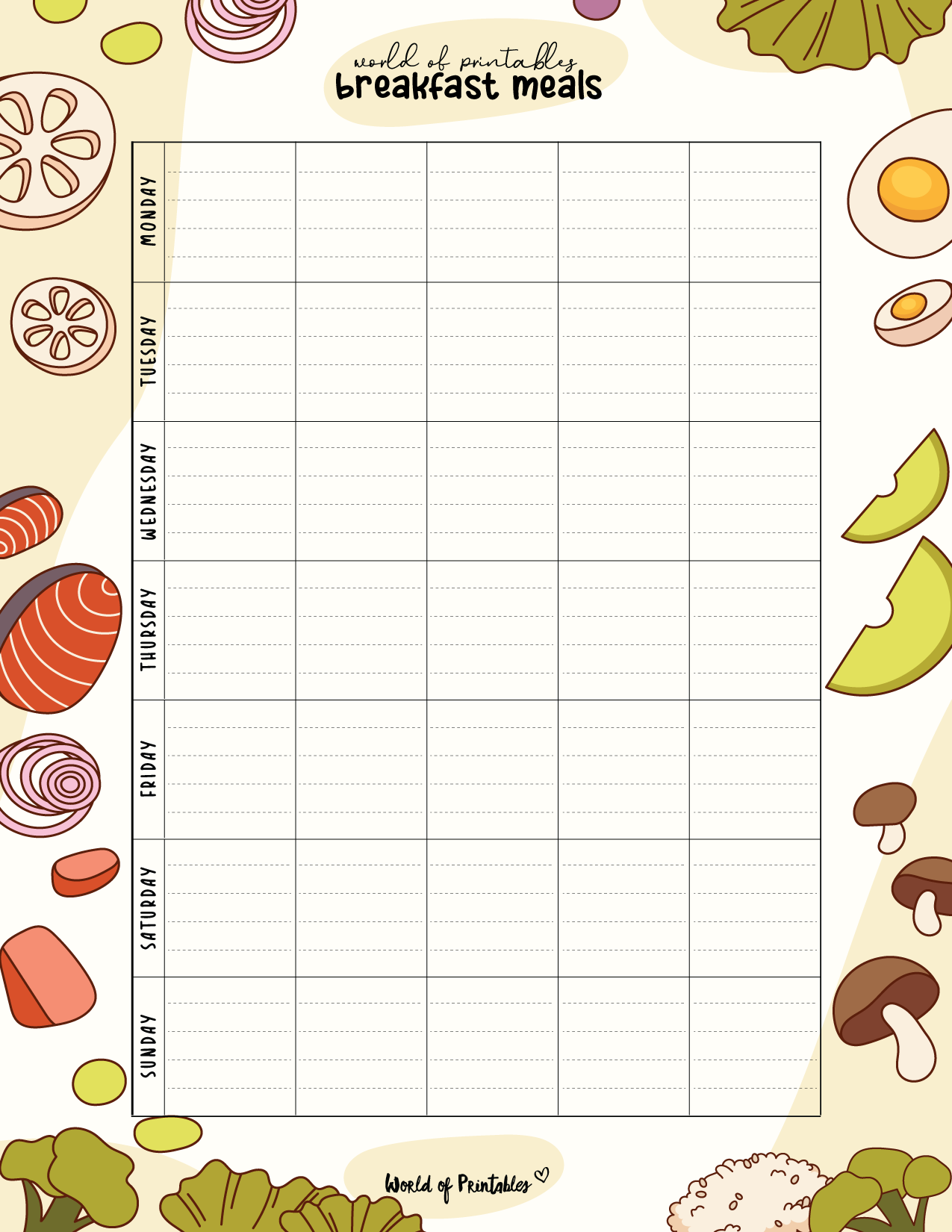 Breakfast Meal Planners World Of Printables