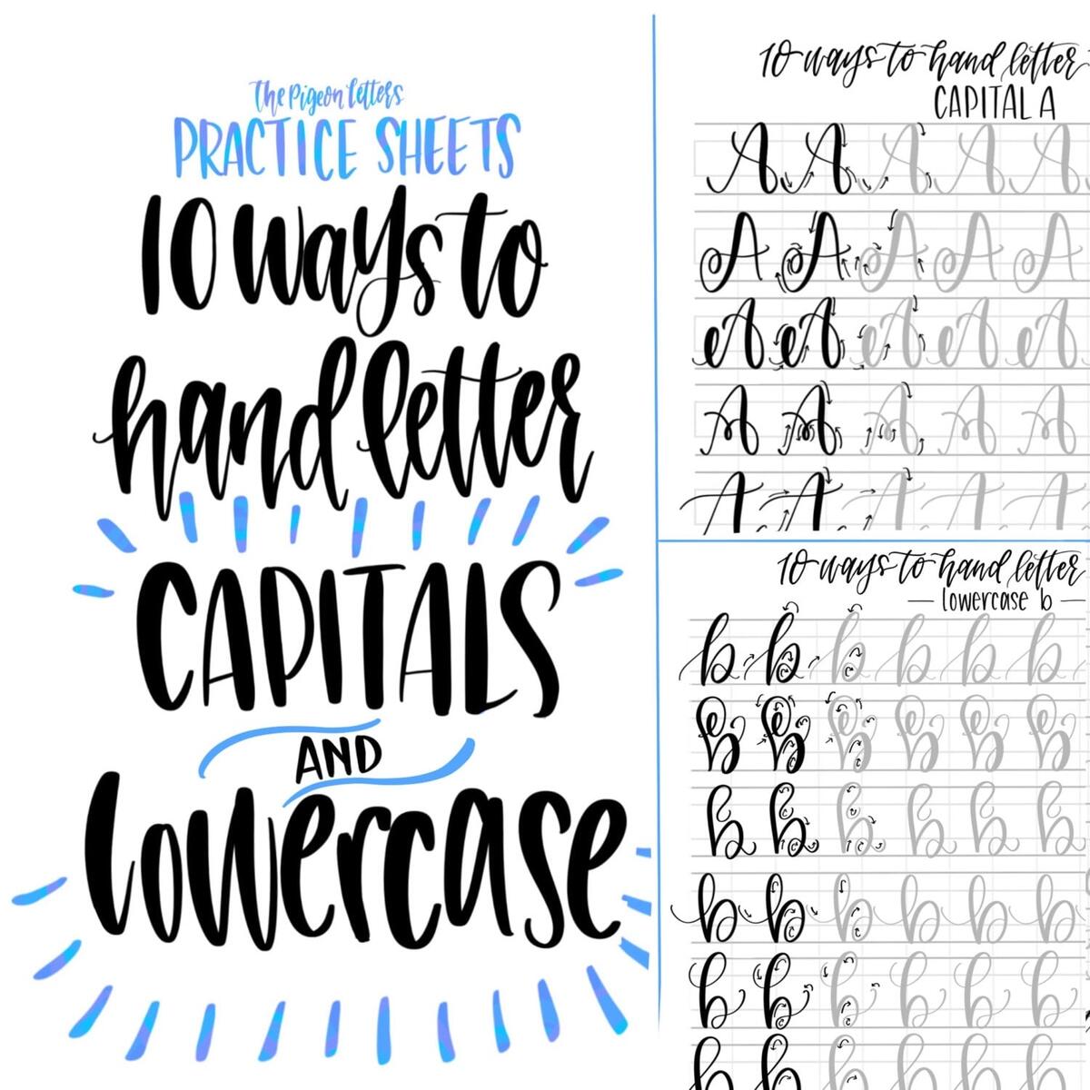 Free Brush Lettering Practice Sheets Uppercase Alphabet Amy Latta Creations