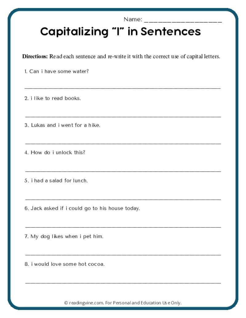 Capitalization And Punctuation Worksheets