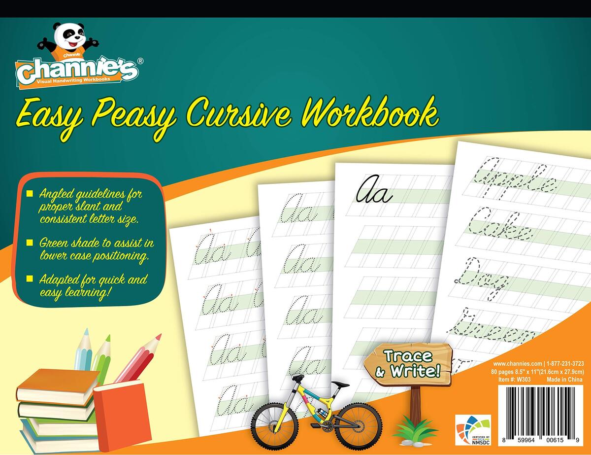 Channie S Easy Peasy Cursive Handwriting Workbook For Kids Tracing Cursive Writing Practice Book 80 Pages Front Back 40 Sheets Grades 1st 3rd Size 8 5 X 11 Buy Online At