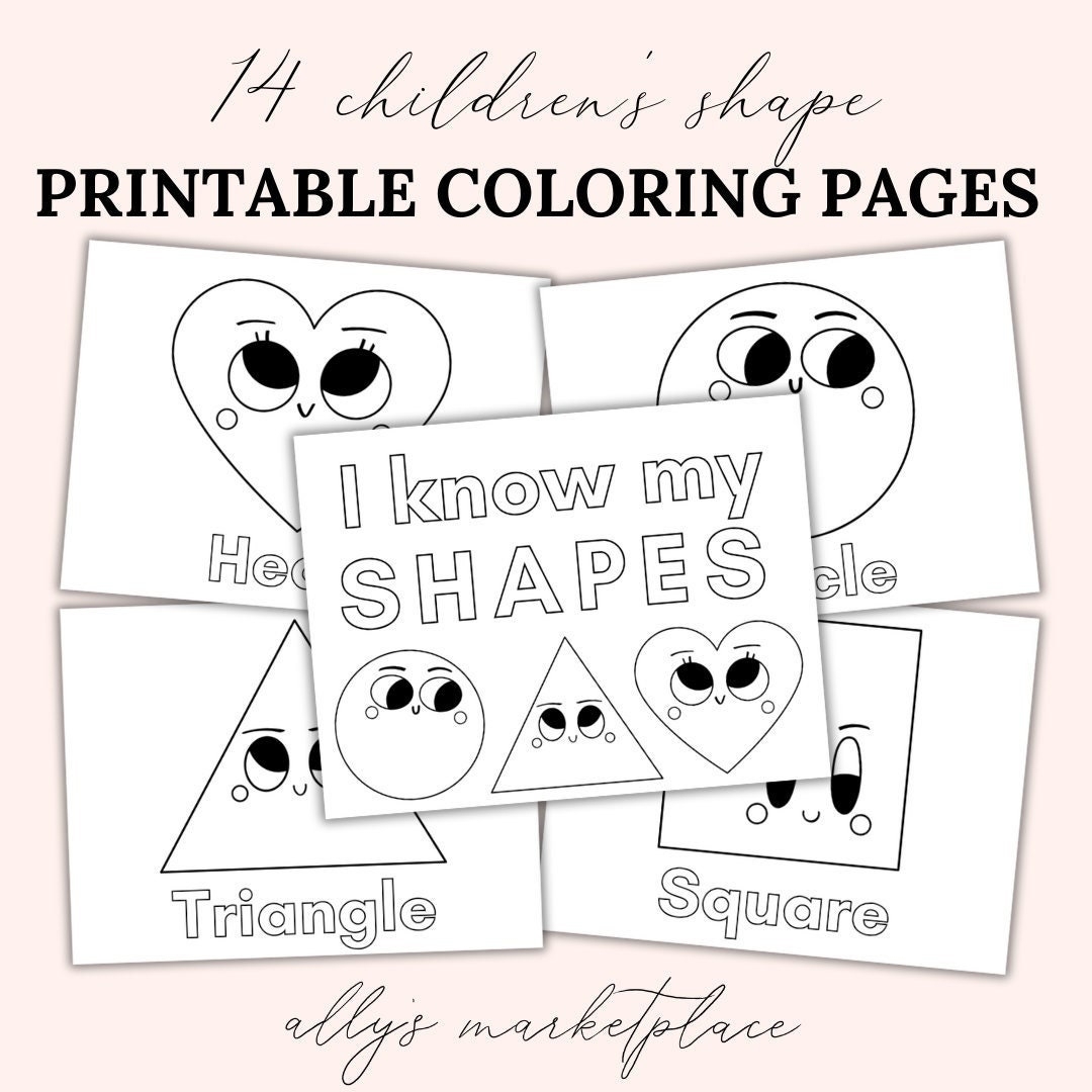 Children S Shape Coloring Pages Etsy