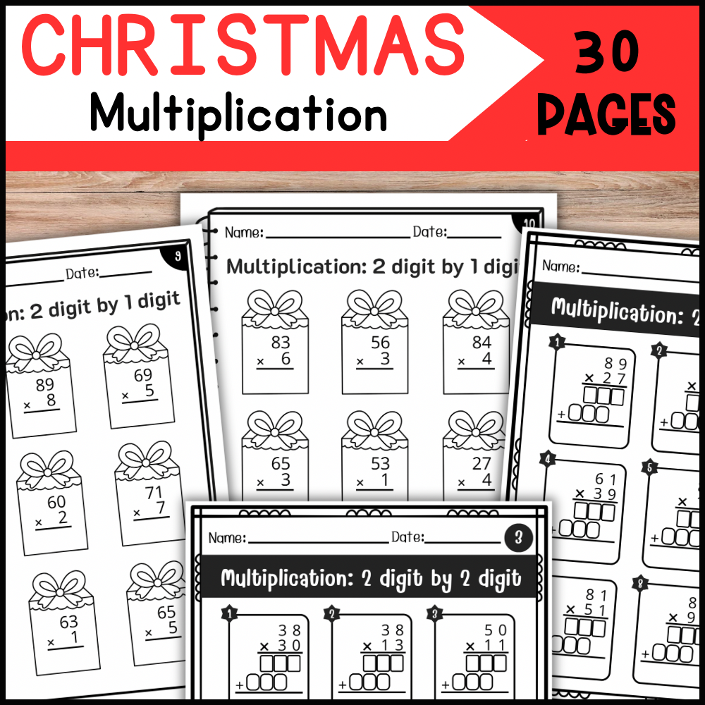 Christmas Multiplication Worksheets 2 Digit By 1 2 Digit No Prep Holiday Math Practice Made By Teachers