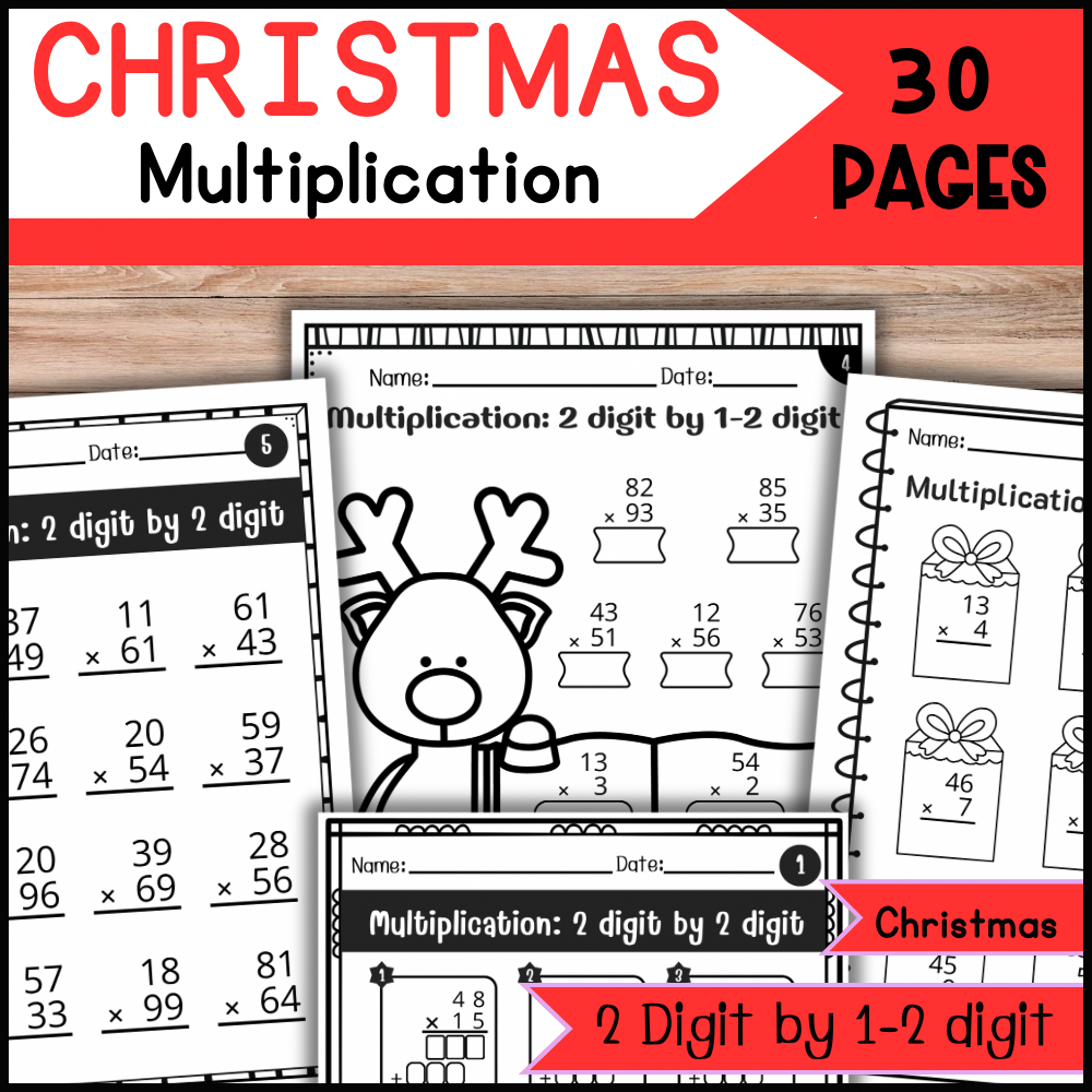 Christmas Multiplication Worksheets 2 Digit By 1 2 Digit No Prep Holiday Math Practice Made By Teachers