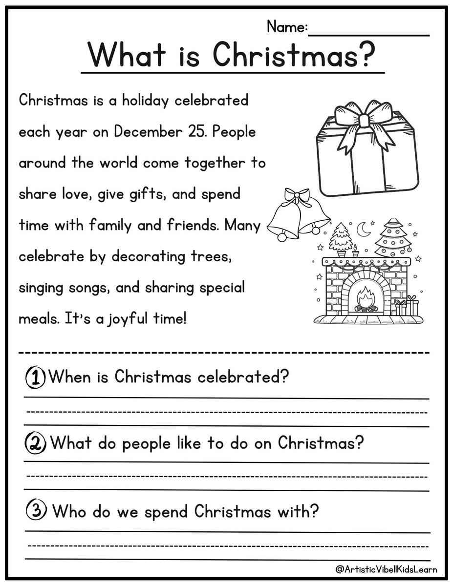 Christmas Reading Comprehension Printable Kindergarten First Grade Worksheets Instant Download Fluency Worksheet English Learing Etsy Christmas Reading Comprehension Printable Kindergarten First Grade Worksheets Instant Download Fluency Worksheet English Learing Etsy