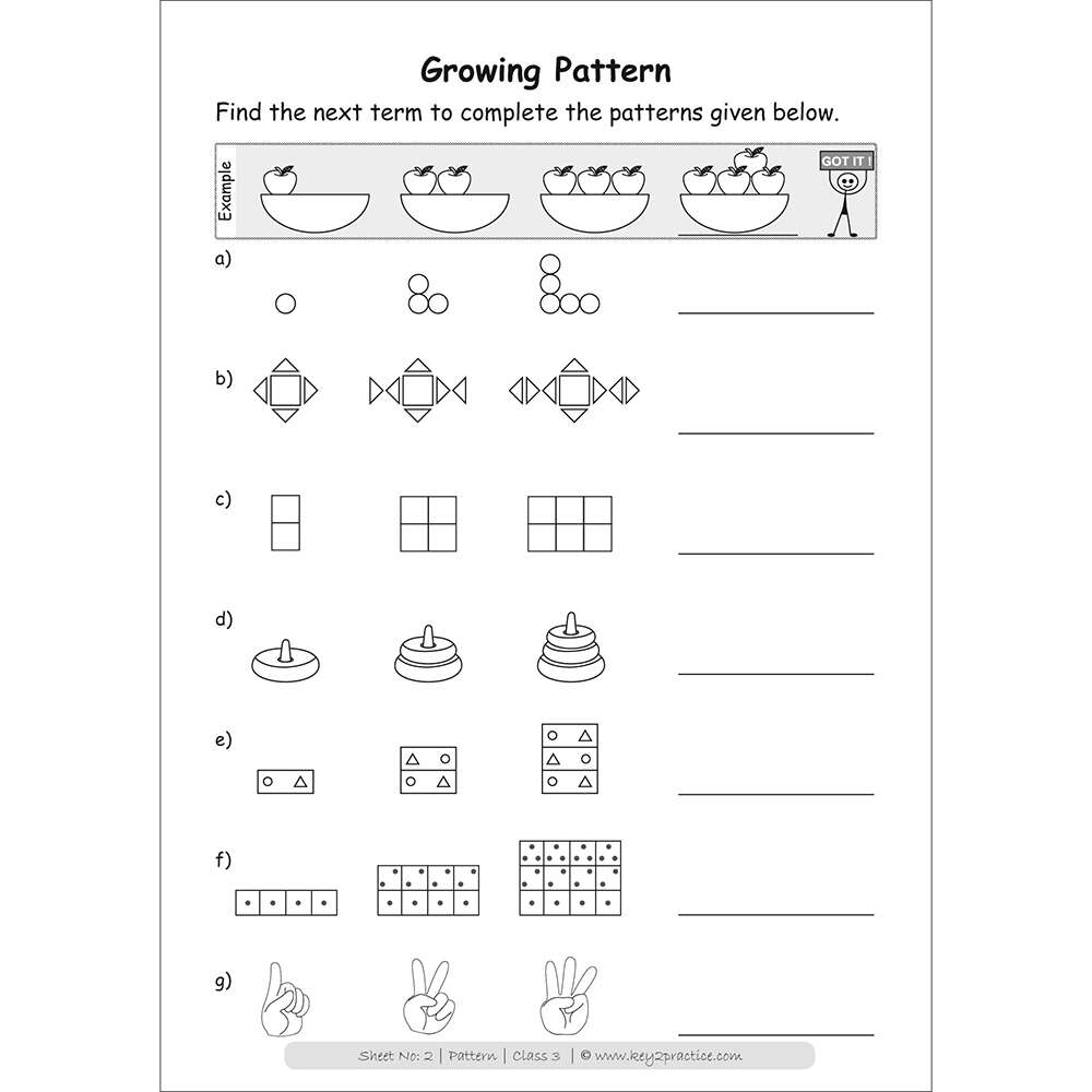Class 3 Maths Patterns Activity Based Worksheets Key2practice Worksheets Library