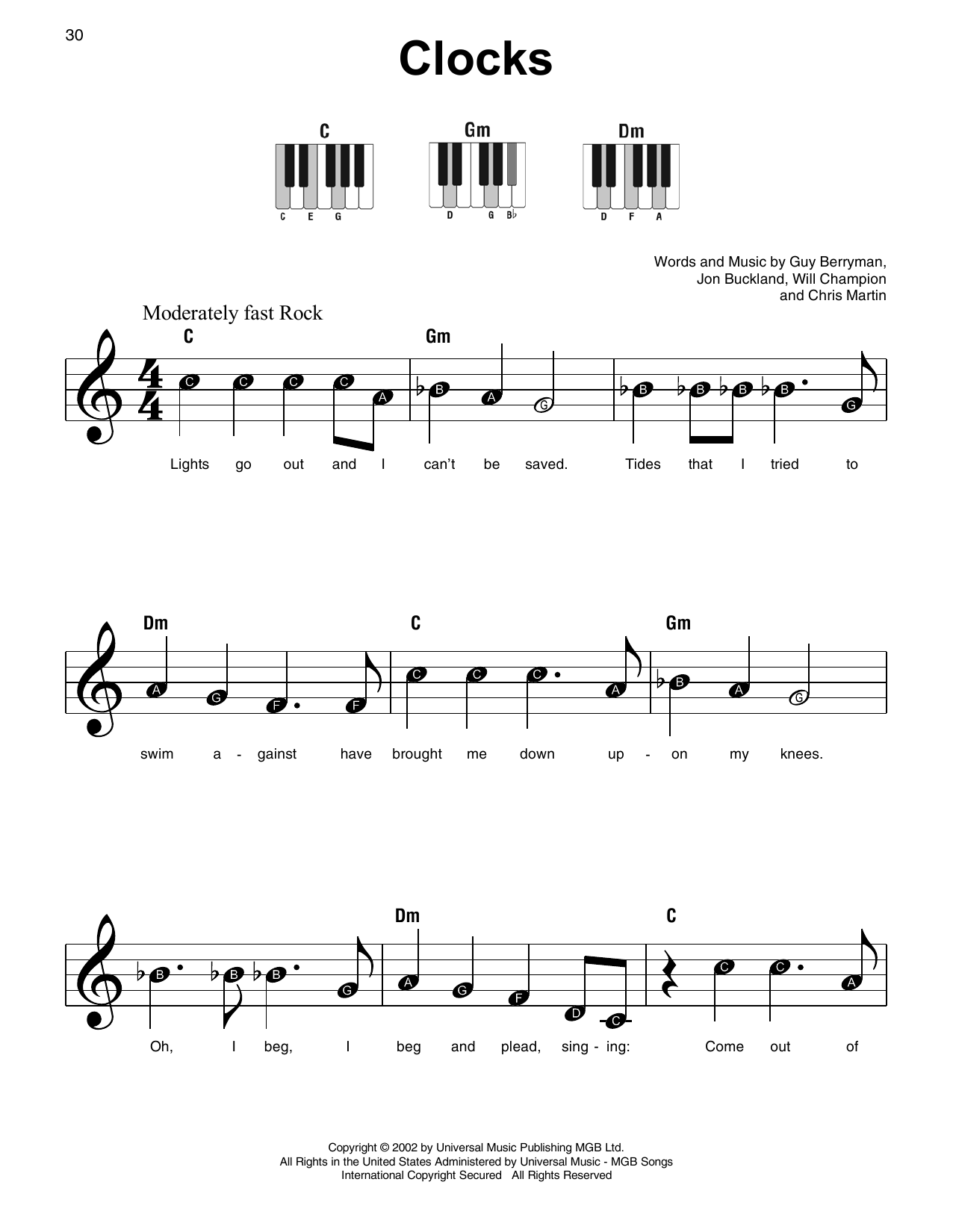 Clocks By Coldplay Sheet Music For Super Easy Piano At Sheet Music Direct Clocks By Coldplay Sheet Music For Super Easy Piano At Sheet Music Direct