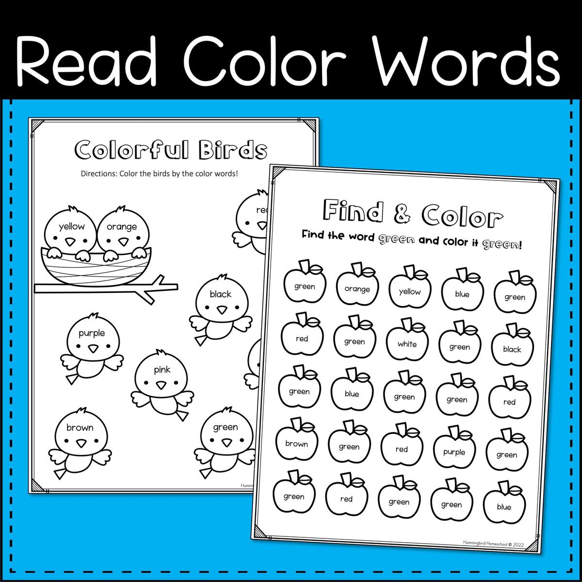 Color Words Worksheets For Kindergarten Hummingbird Homeschool Color Words Worksheets For Kindergarten Hummingbird Homeschool