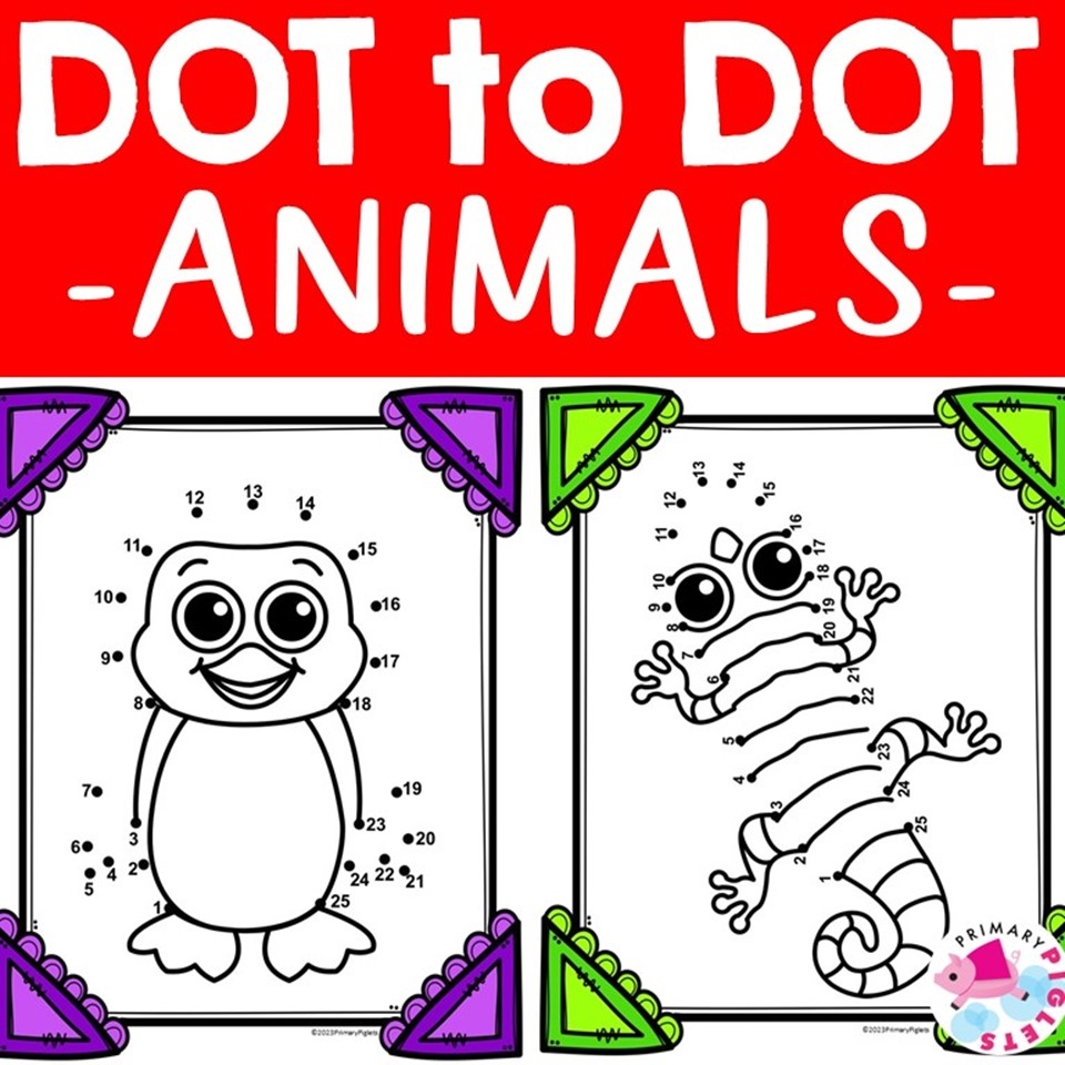 Connect The Dots To Dots Animals Set 1 Made By Teachers