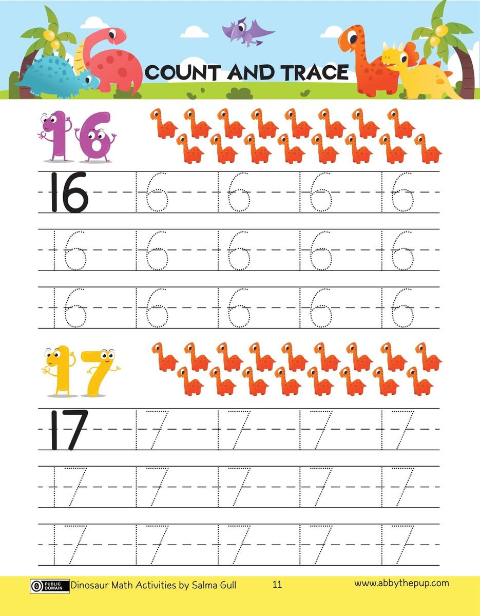 Count And Trace Number 16 And 17 Free Printable Worksheets Count And Trace Number 16 And 17 Free Printable Worksheets