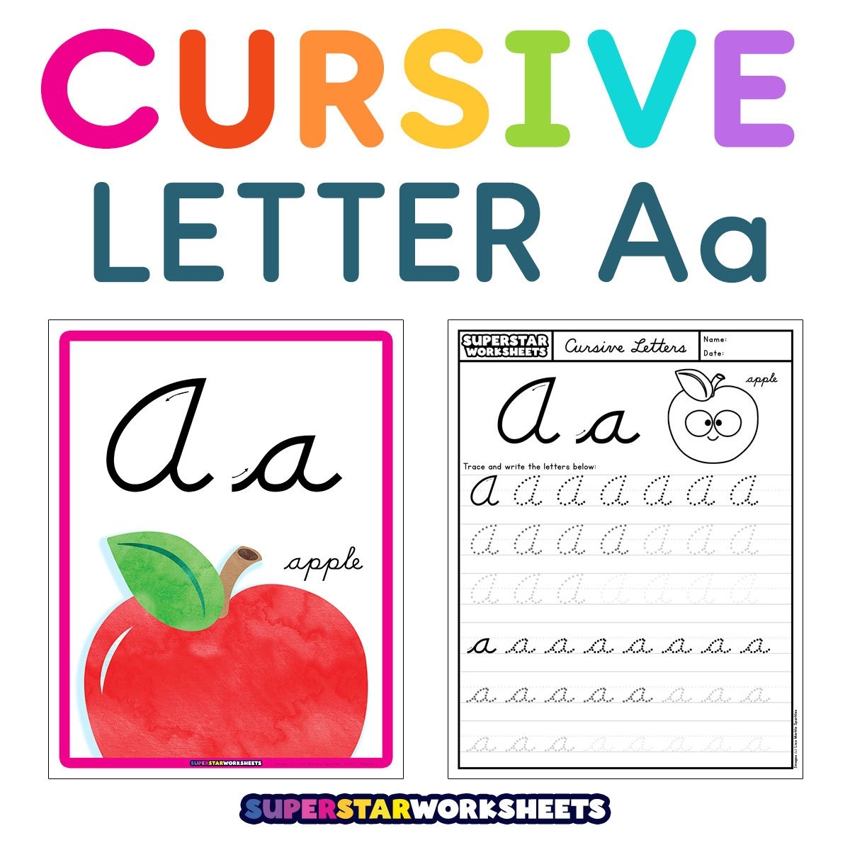 Cursive A Superstar Worksheets