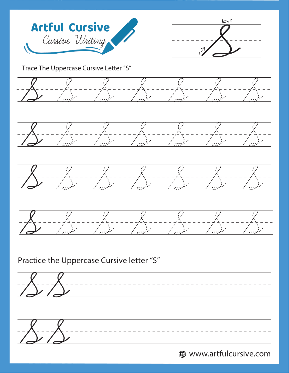 Cursive Alphabet Cursive Letter S Worksheet
