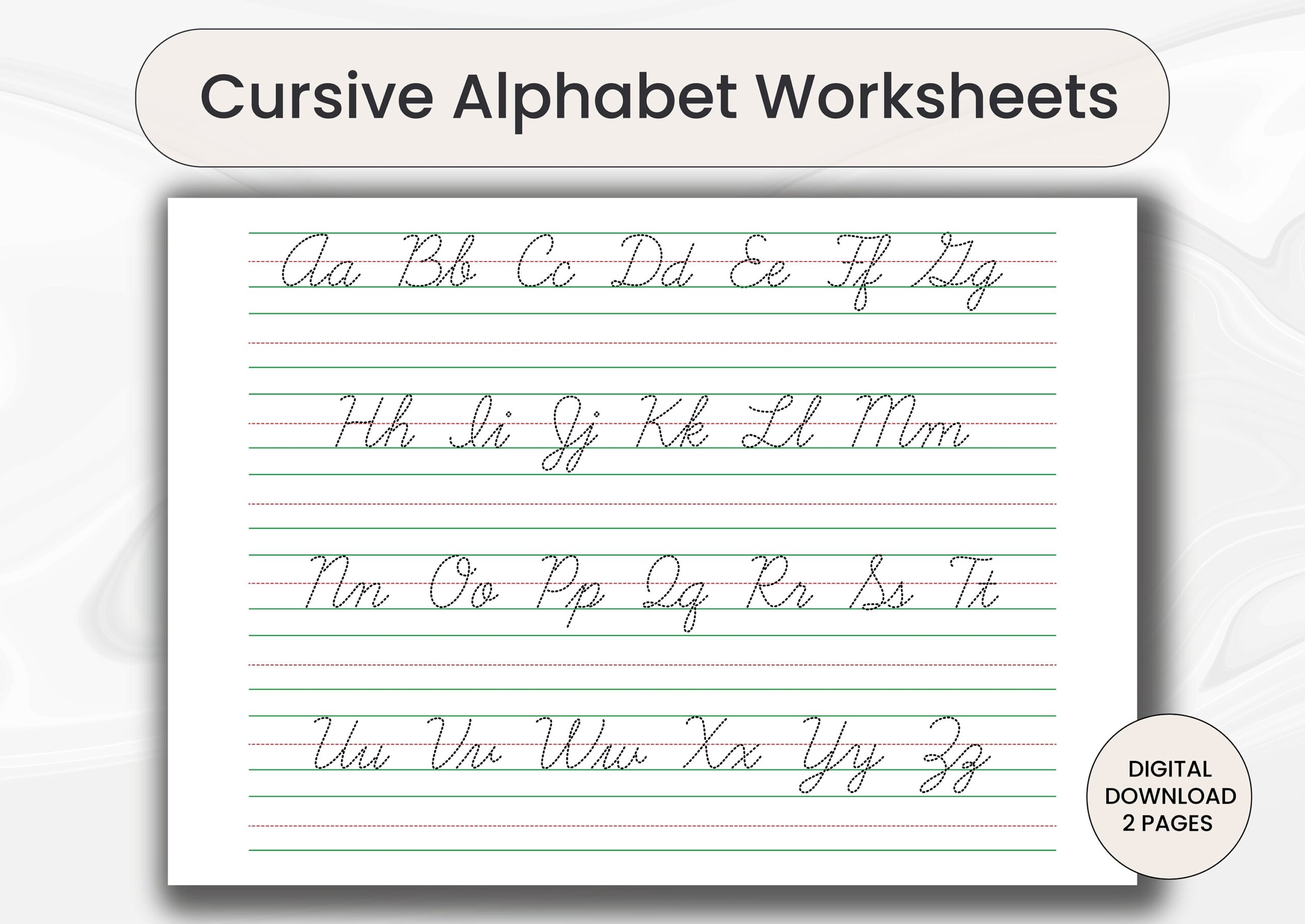 Cursive Alphabet Tracing Worksheets Handwriting Practice Digital Download Etsy Cursive Alphabet Tracing Worksheets Handwriting Practice Digital Download Etsy