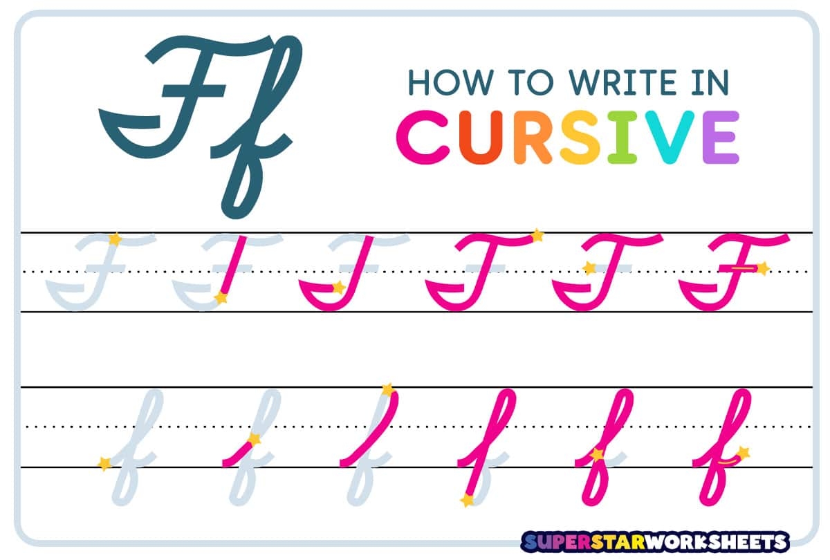 Cursive F Superstar Worksheets Cursive F Superstar Worksheets