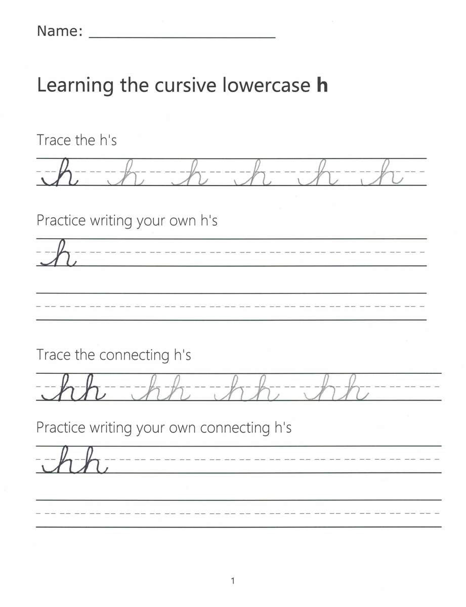 Free Printable Cursive Letter H Writing Grade 1 Worksheets