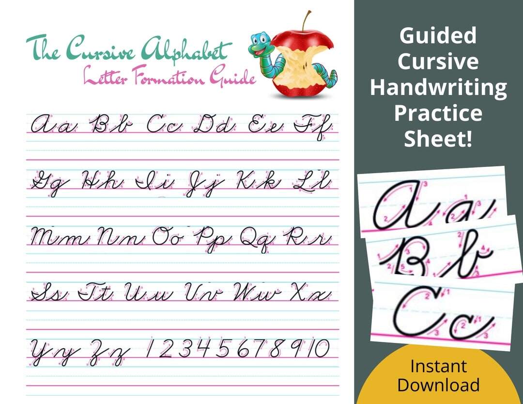 Cursive Letter Handwriting Practice Guide Guided Practice For Learning To Write Cursive Etsy