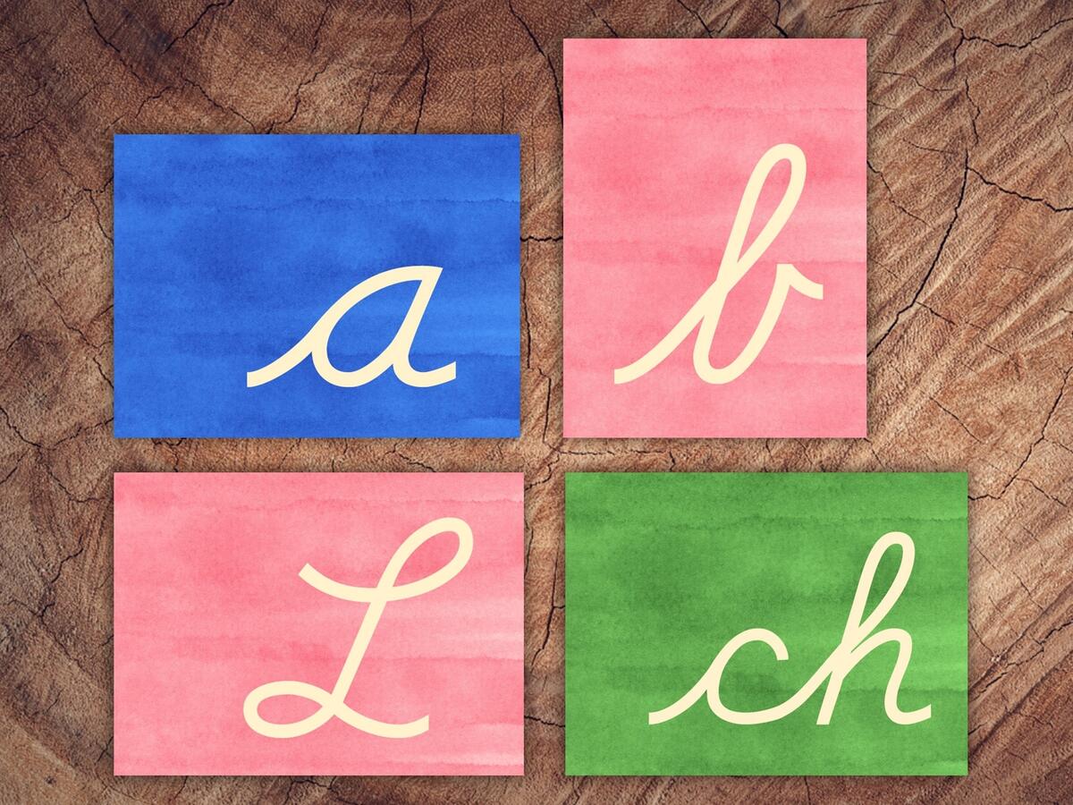 Cursive Printable Sandpaper Letters Montessori Letter Recognition Etsy