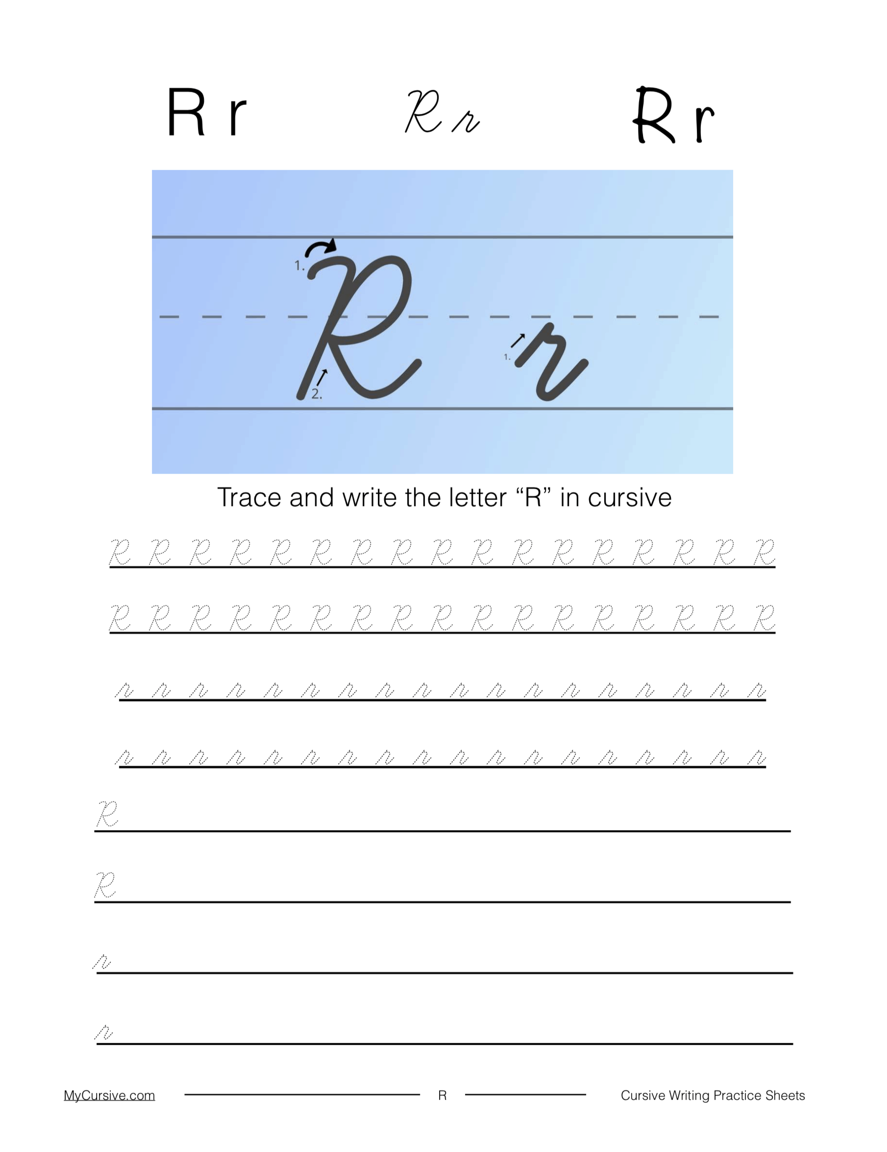 Cursive R Full Tutorial And Worksheet Cursive R Full Tutorial And Worksheet