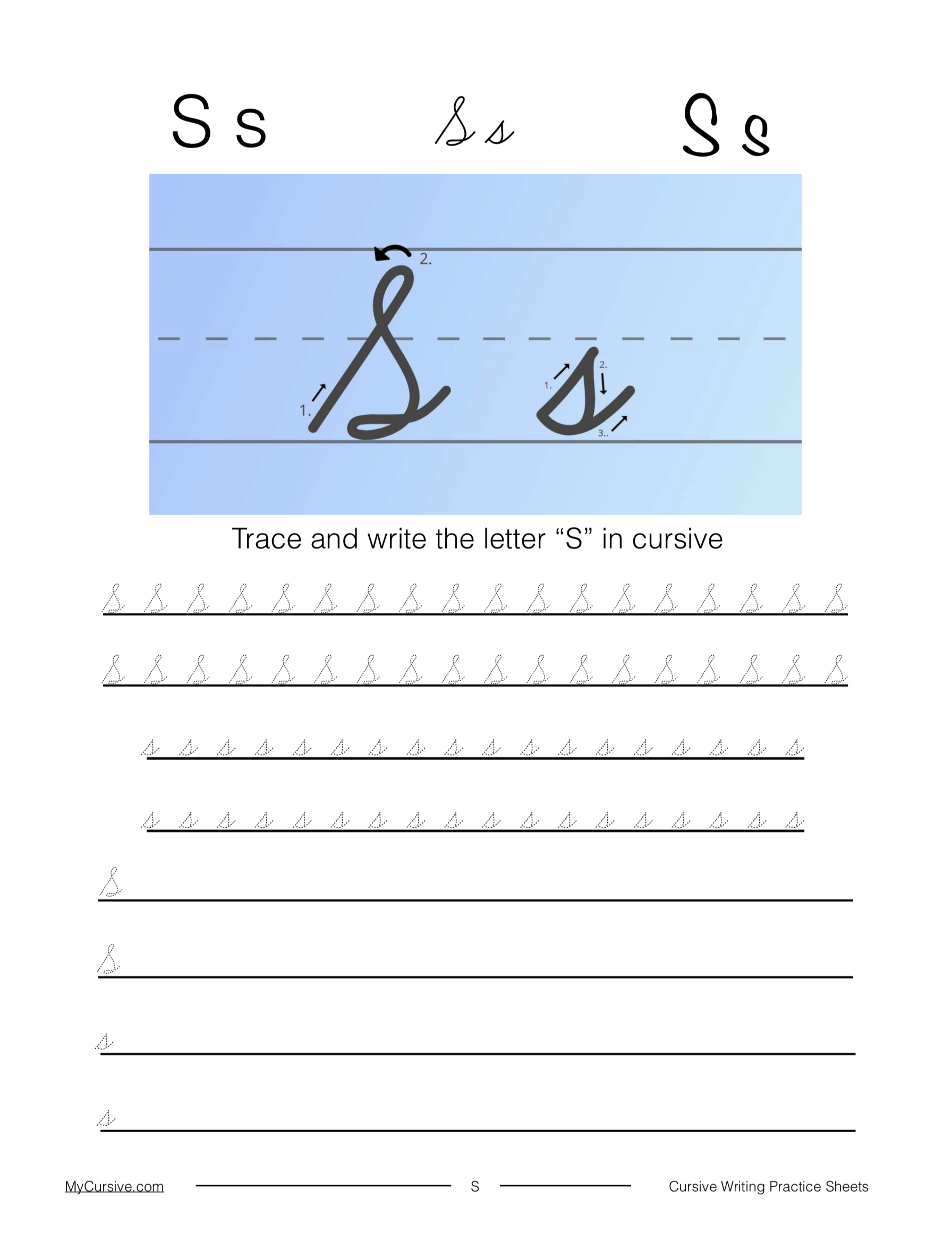 Cursive Writing Letter S ReadingVine