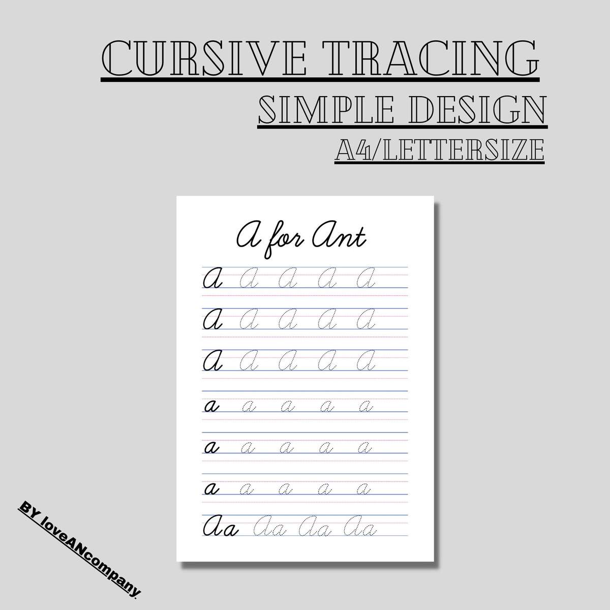 Cursive Tracing Worksheets 26 Printable Pages To Trace In Cursive Handwriting Tracing Letter Practice PDF File A4 Letter Size Etsy