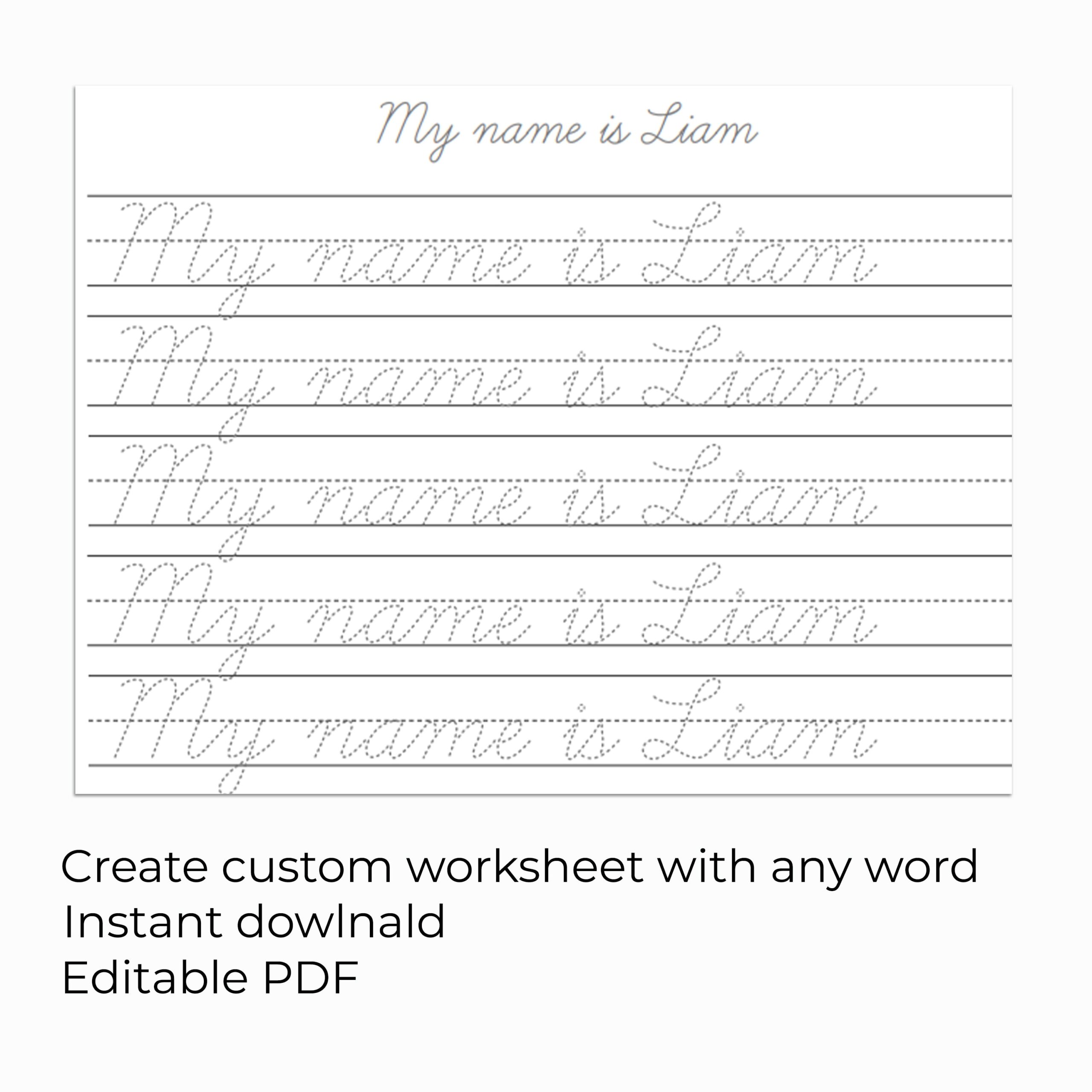 Custom Cursive Name Handwriting Practice Sheet Editable Tracing Worksheet Personalized Writing Skills Printable Learn To Trace And Write Etsy Canada