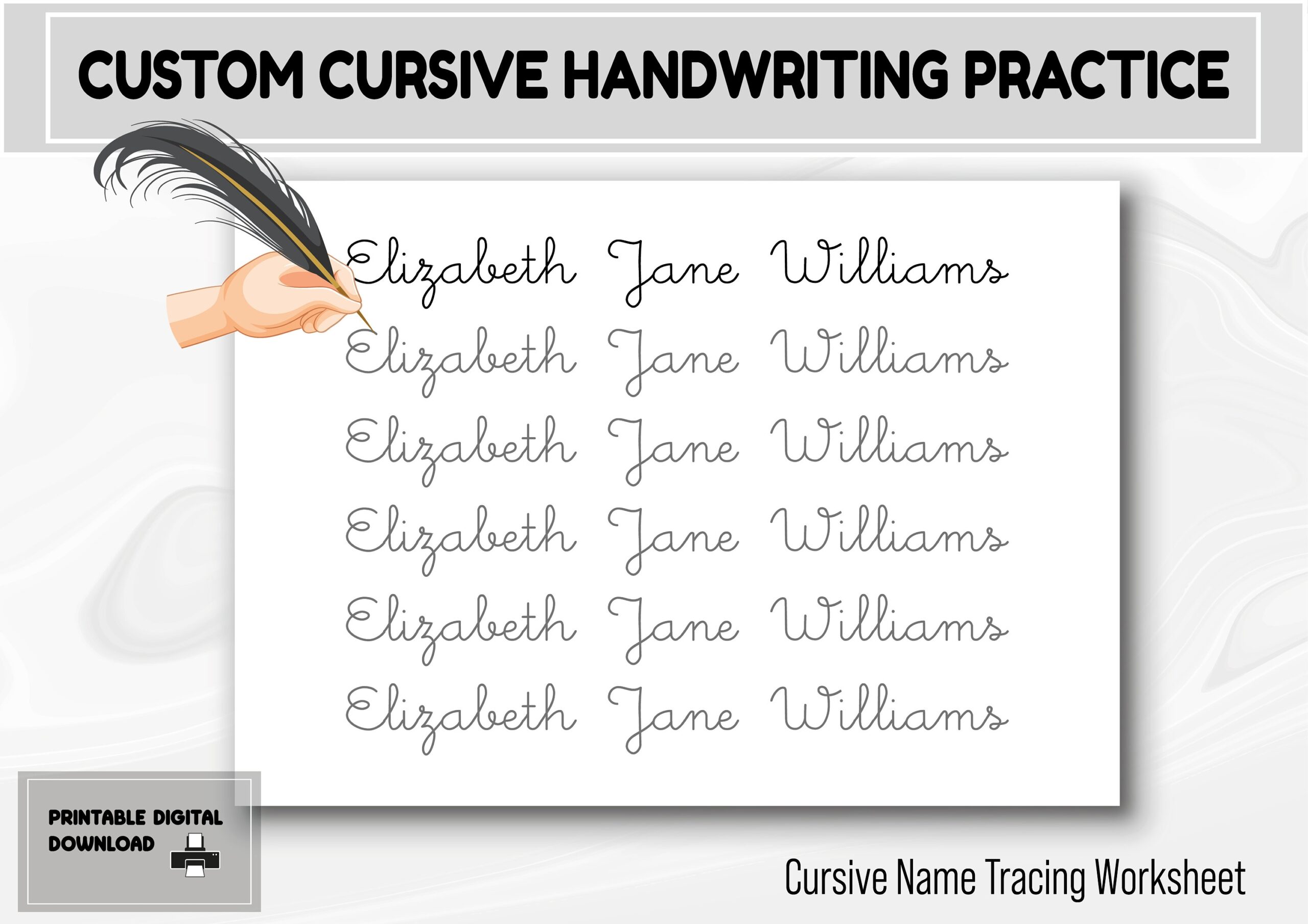 Custom Cursive Name Tracing Worksheet Handwriting Practice digital Download Etsy Israel
