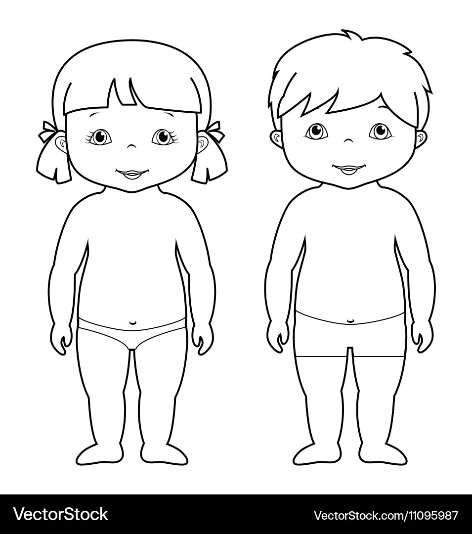 Cute Baby Boy And Girl Coloring Page Royalty Free Vector VectorStock Cute Baby Boy And Girl Coloring Page Royalty Free Vector VectorStock