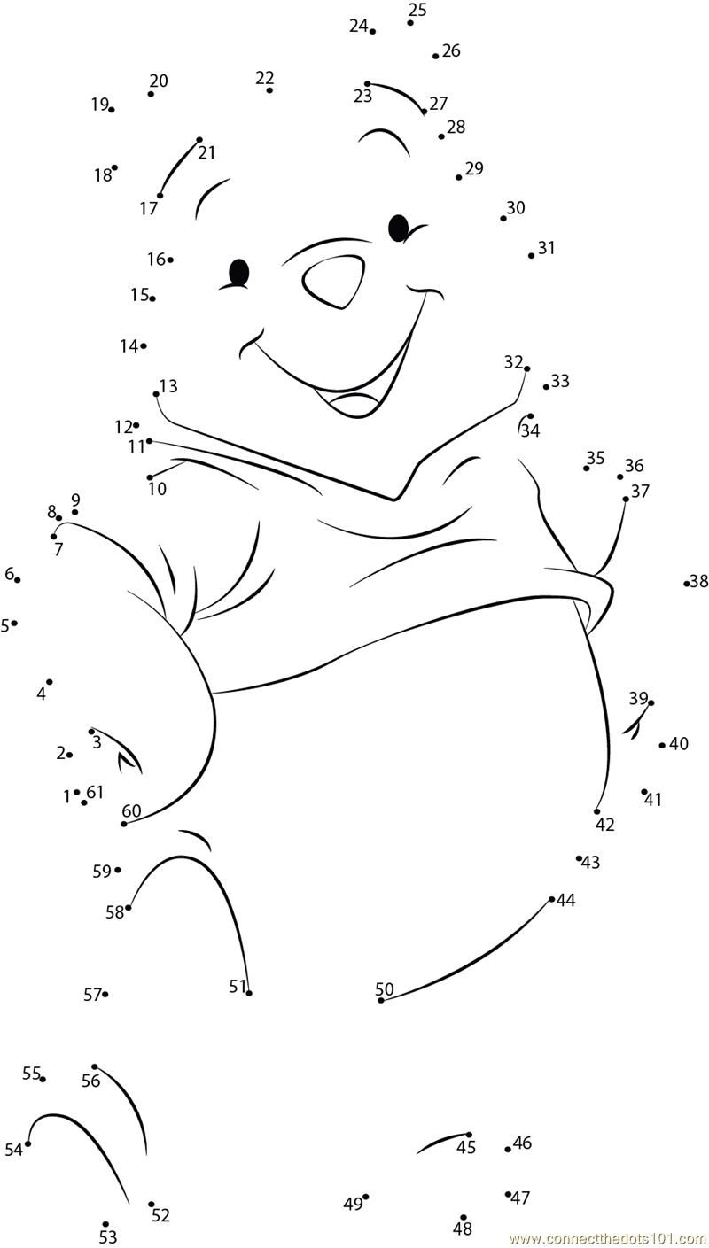 Cute Pooh Dot To Dot Printable Worksheet Connect The Dots