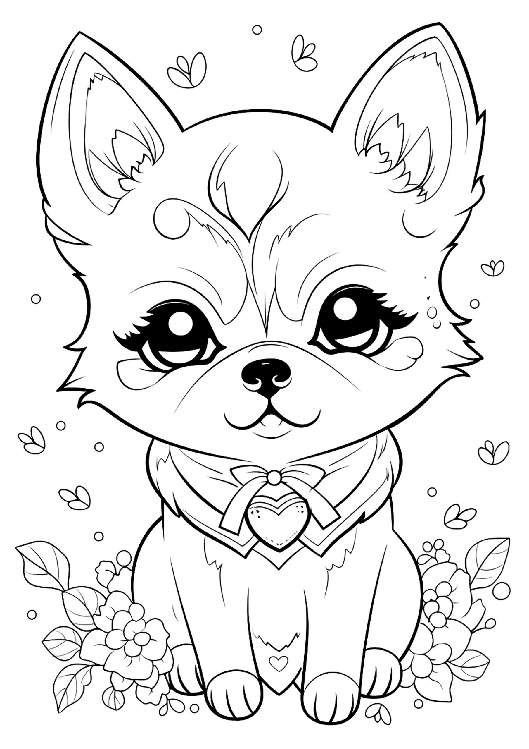 Cute Puppy With A Few Flowers Dog Coloring Pages 35 Puppy Coloring Pages Free Printable Parade