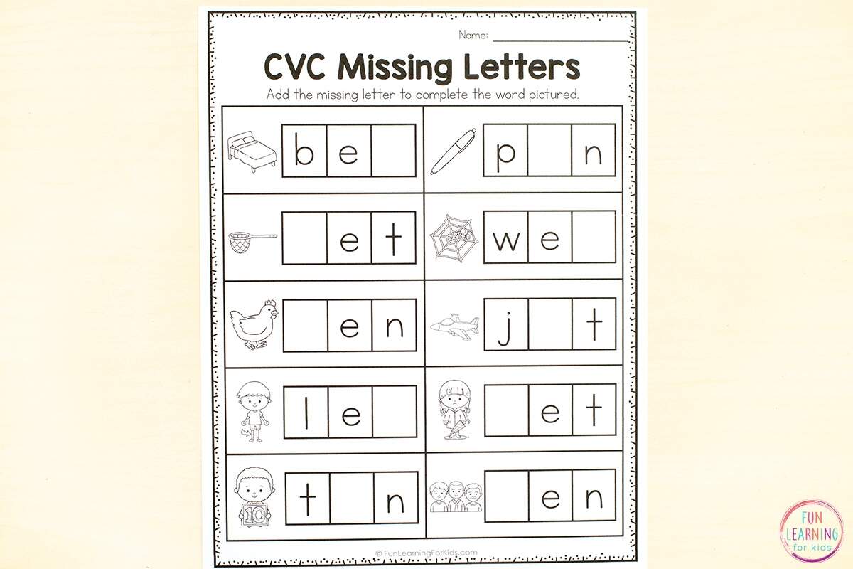 CVC Missing Letter Worksheets For Phonics Practice CVC Missing Letter Worksheets For Phonics Practice