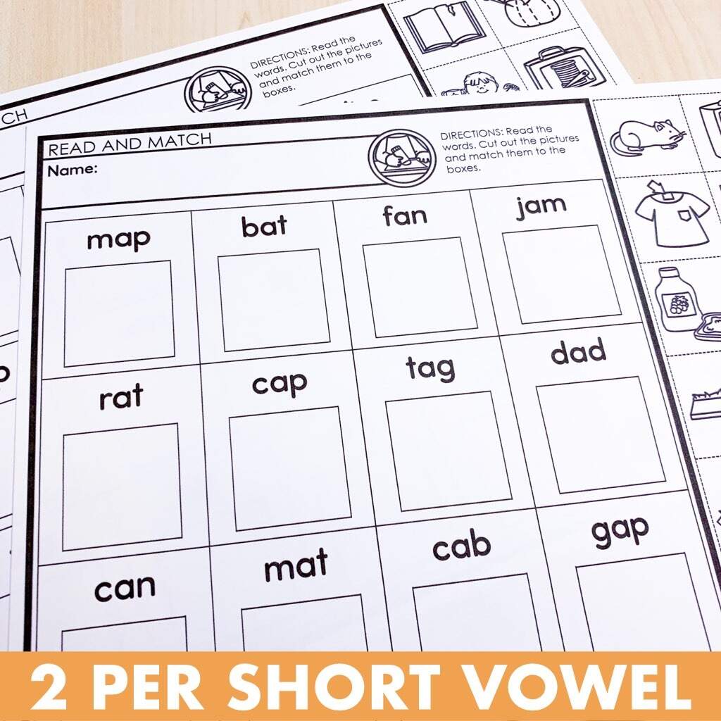 CVC Words Read And Match Phonics Worksheets